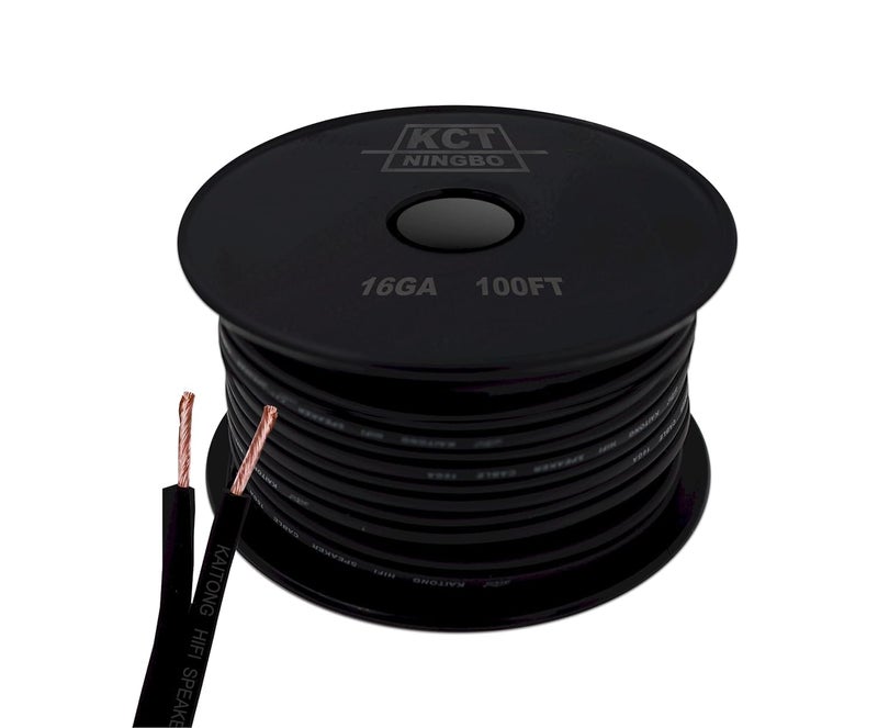 KCT 16AWG Gauge Speaker Cable Speaker Wire 100Feet Black - Image 1